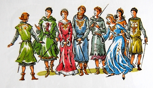 Image shows the Seven Friends of Narnia dressed with colorful robes