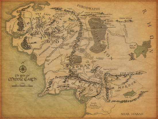Image shows a map of Middle Earth